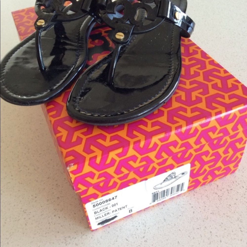 Tory Burch Miller Sandal Patent Black